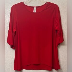Peek-A-Boo Red High-Low Flounce Sleeve Blouse size 2X